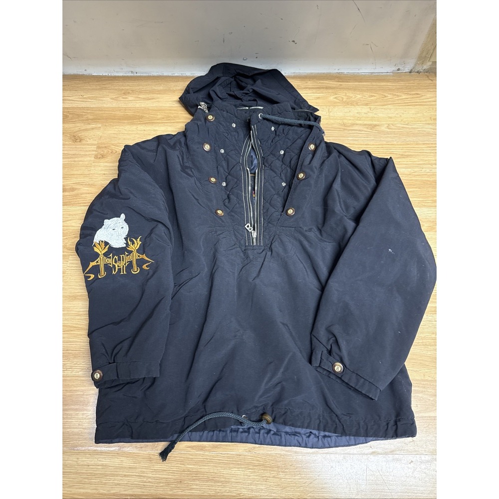 Siegfried & Roy Jacket Pullover XL Black Embroidered Vintage‎ 1/2 Zip Hoodie